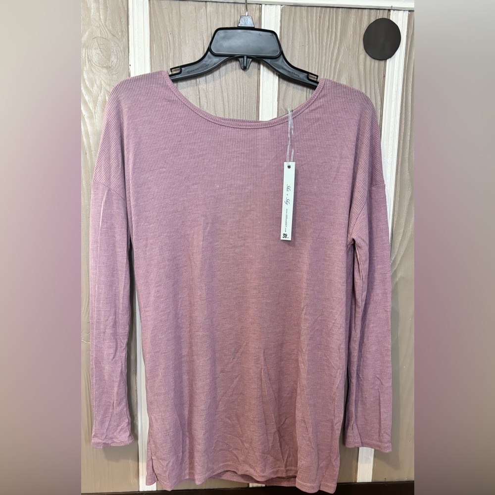 Women's Long Sleeve Scoop Neck Top - Dusty Mauve